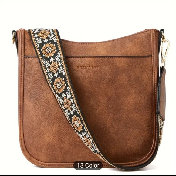 Woman's Trendy Leather vegan crossbody hand bag: hobo - Picture 1 of 6